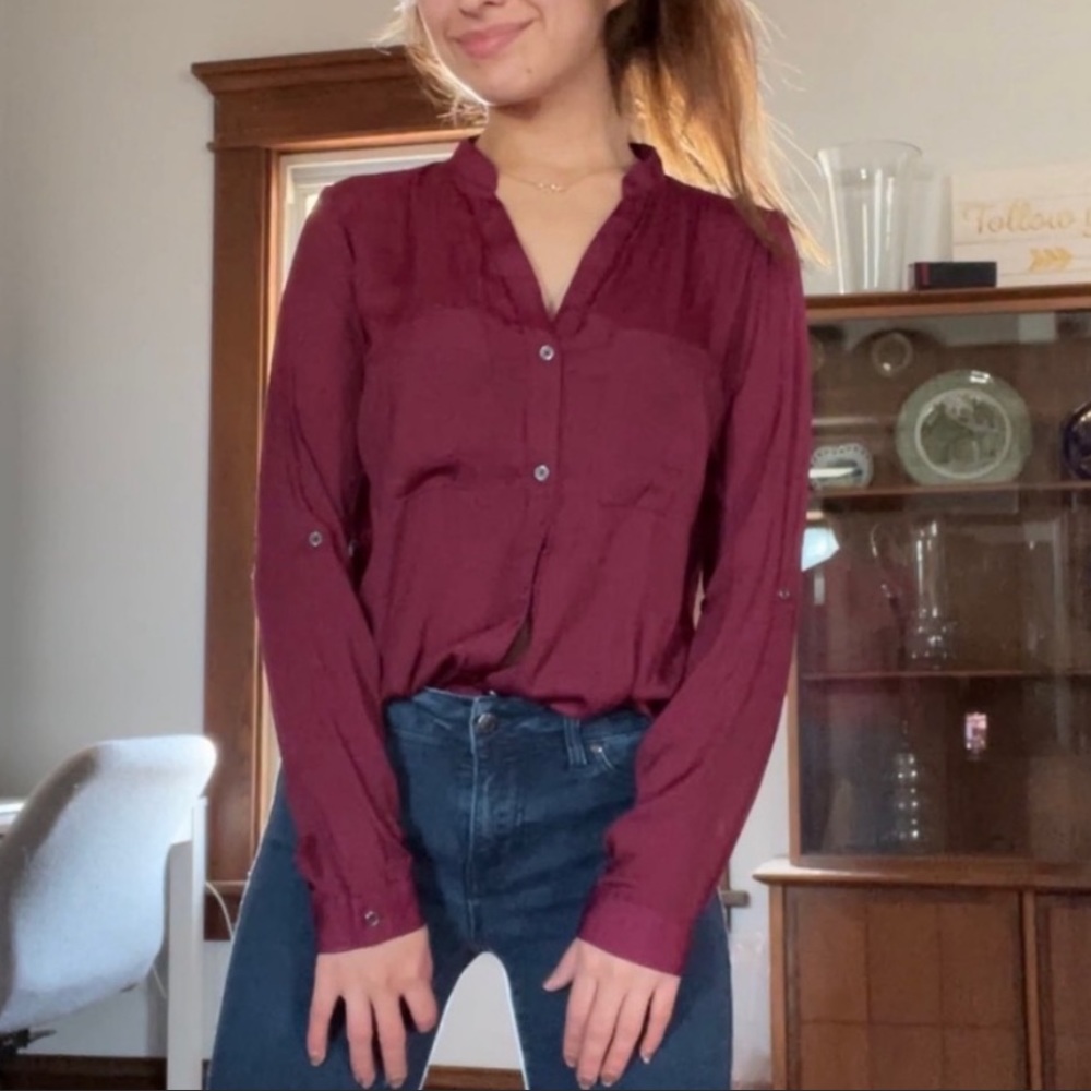 Long Sleeve Maroon Top